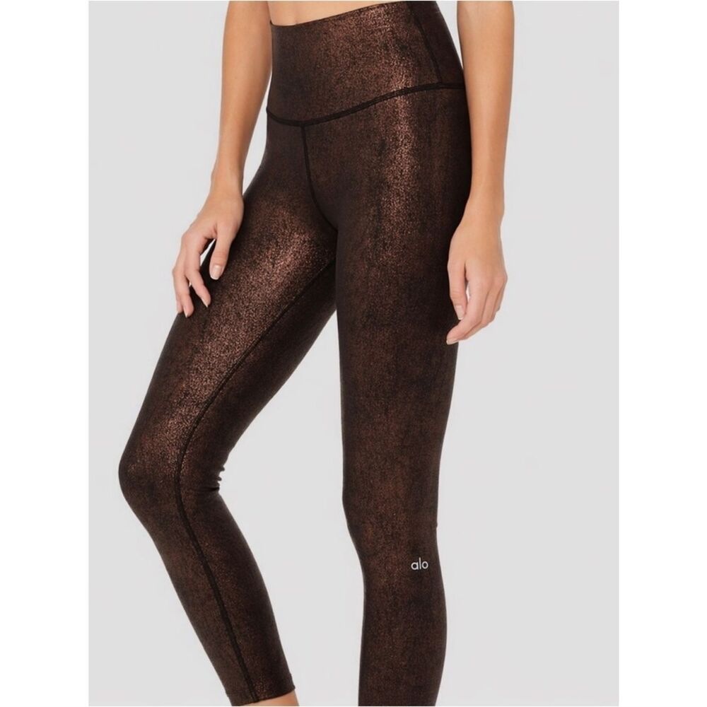 ALO Yoga Airbrushed Metallic Copper High-Rise Leggings